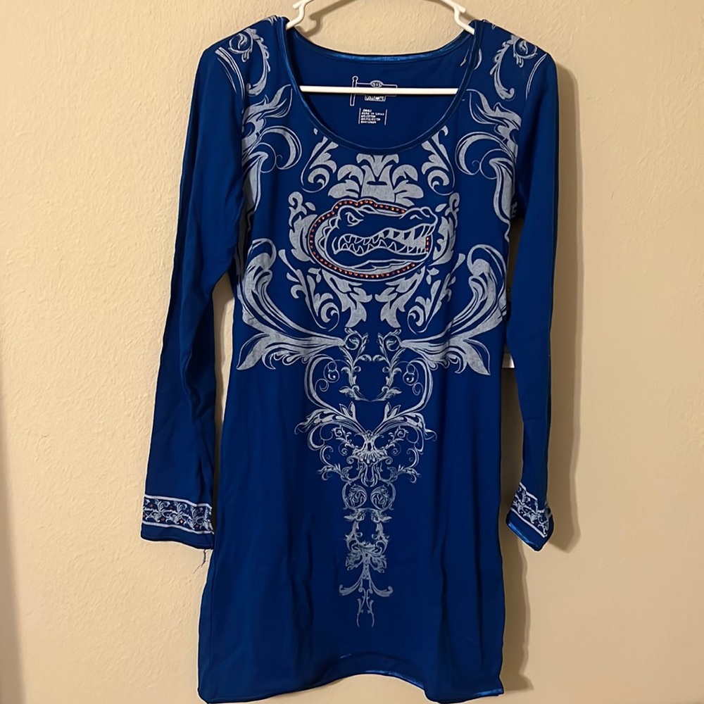 Royal Blue w/orange rhinestones Emerson Street Florida Gators Dress. SMALL NWT